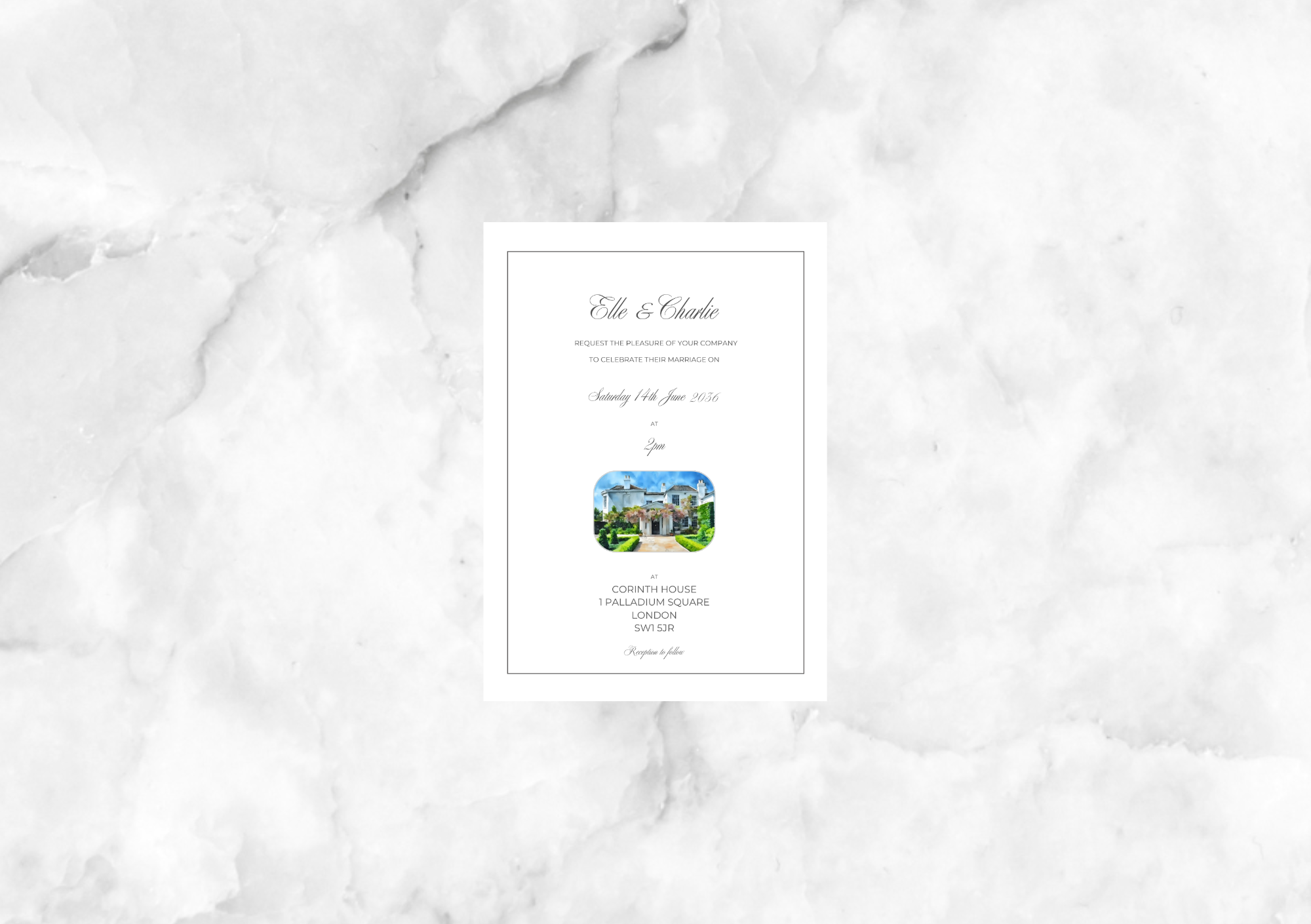 Watercolour Venue Illustration Wedding Invitation with RSVP