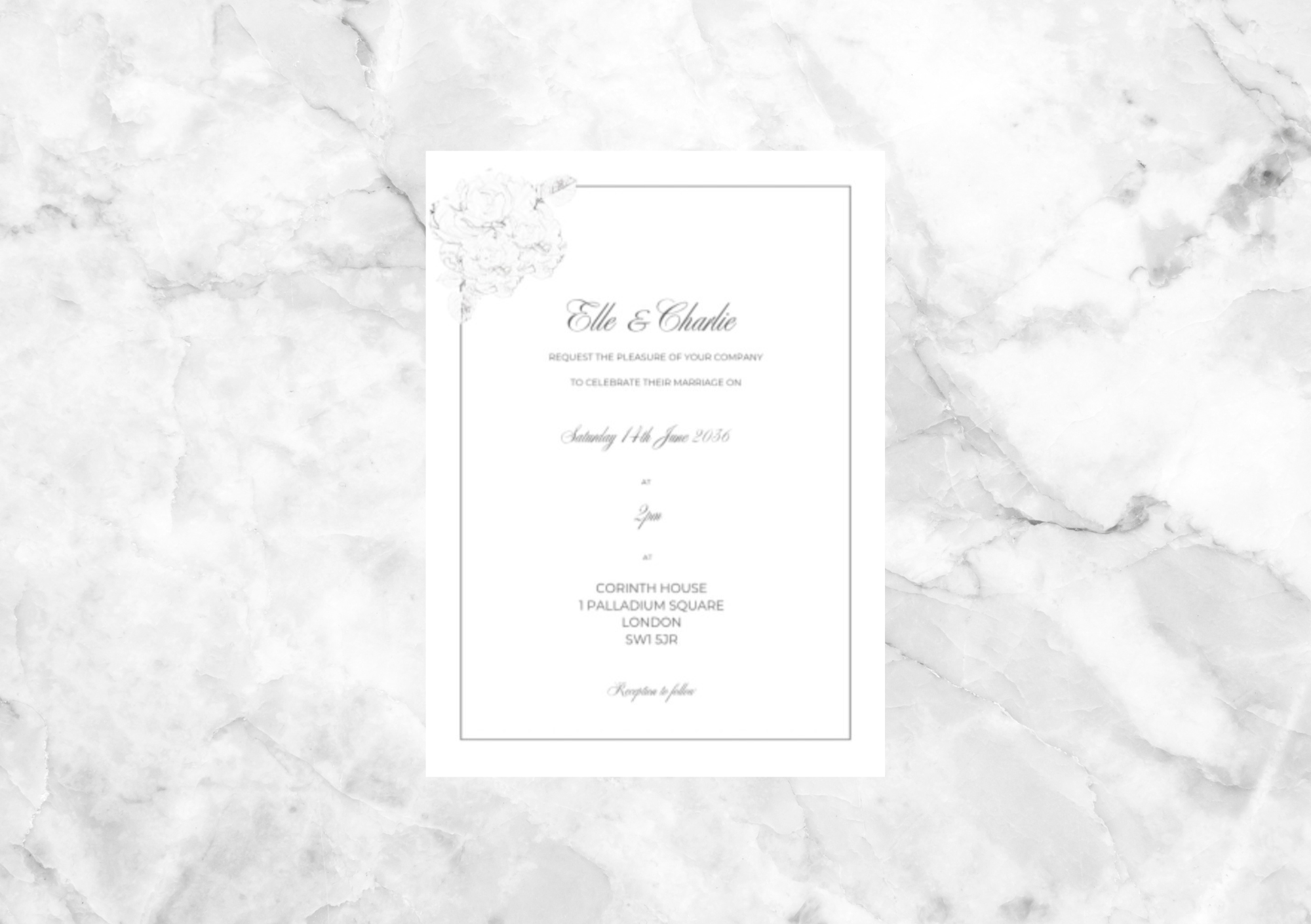 Peony Wedding Invitation with RSVP Card