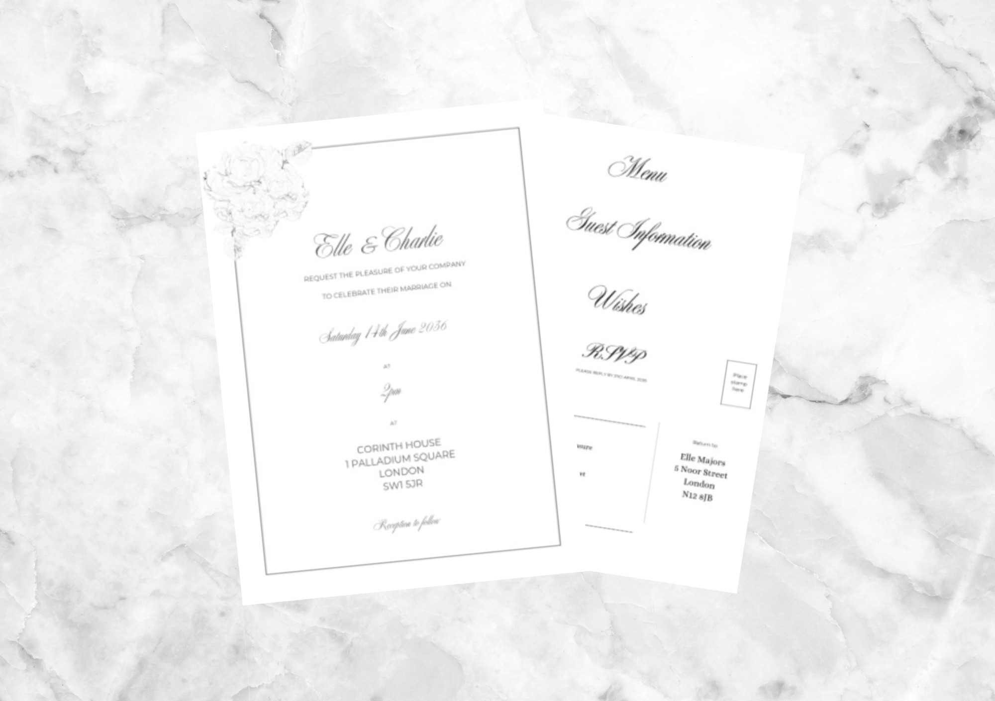 Peony Wedding Invitation Suite