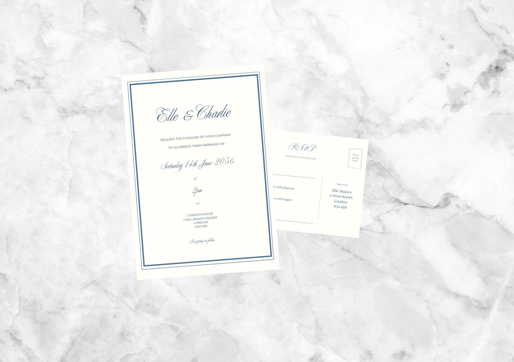 Blake Wedding Invitation with RSVP Card (Blue)