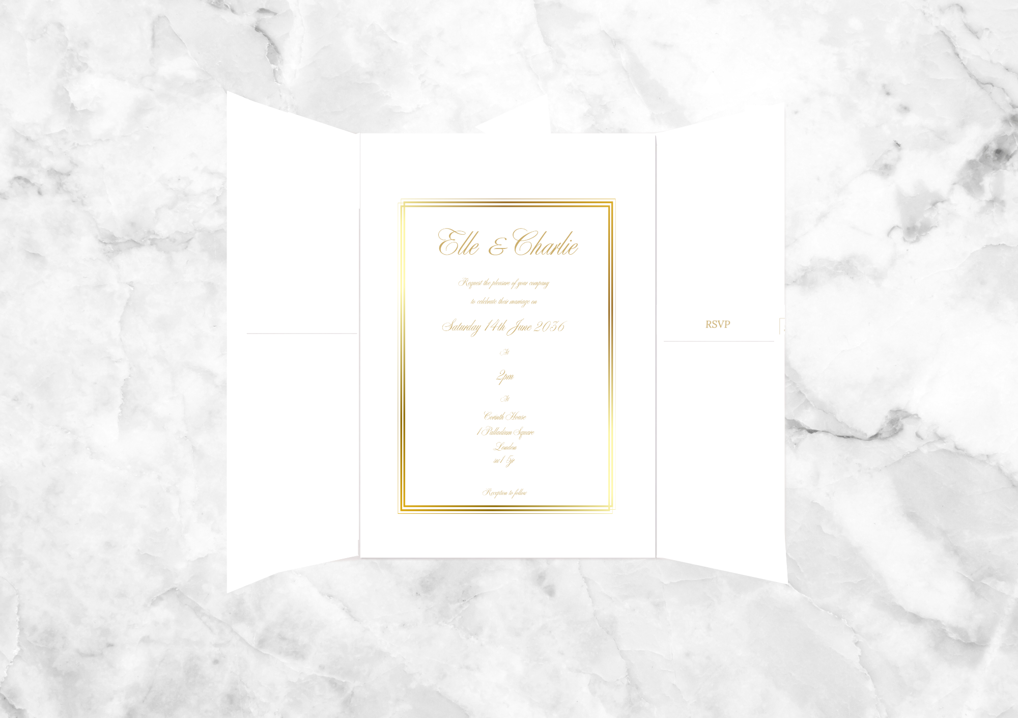 Aster Gatefold Wedding Invitation with RSVP