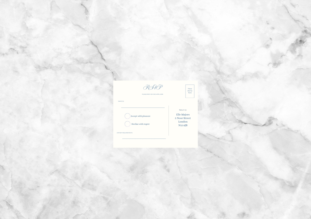 Blake Wedding Invitation with RSVP Card (Blue)