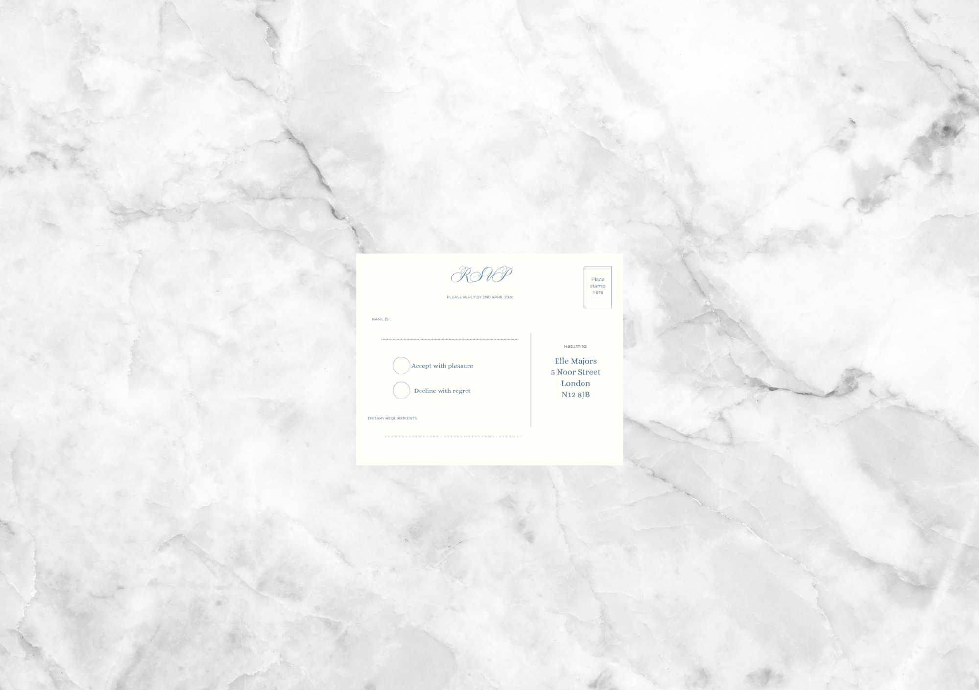 Blake Wedding Invitation with RSVP Card (Blue)