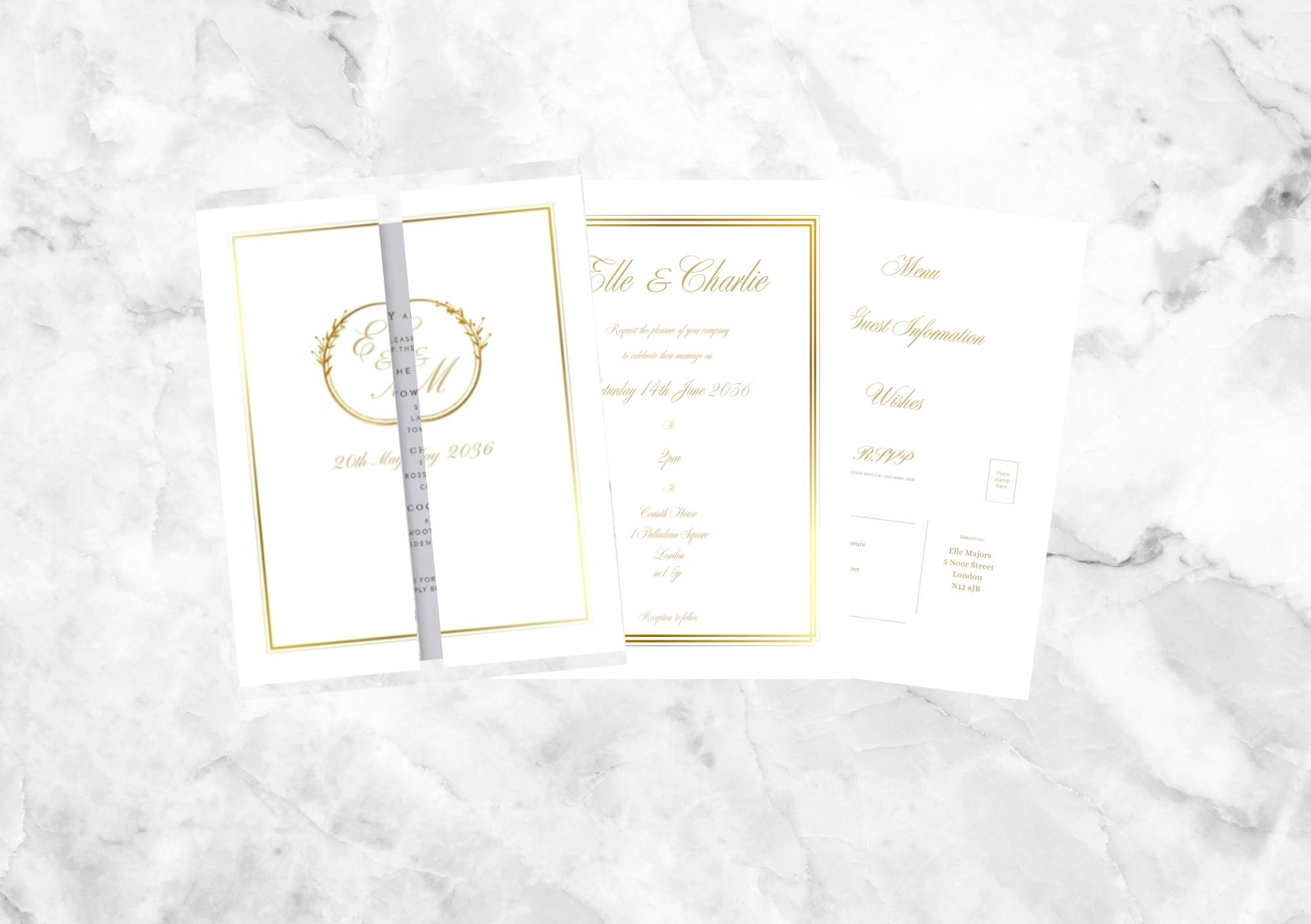 Aster Gatefold Wedding Invitation Suite