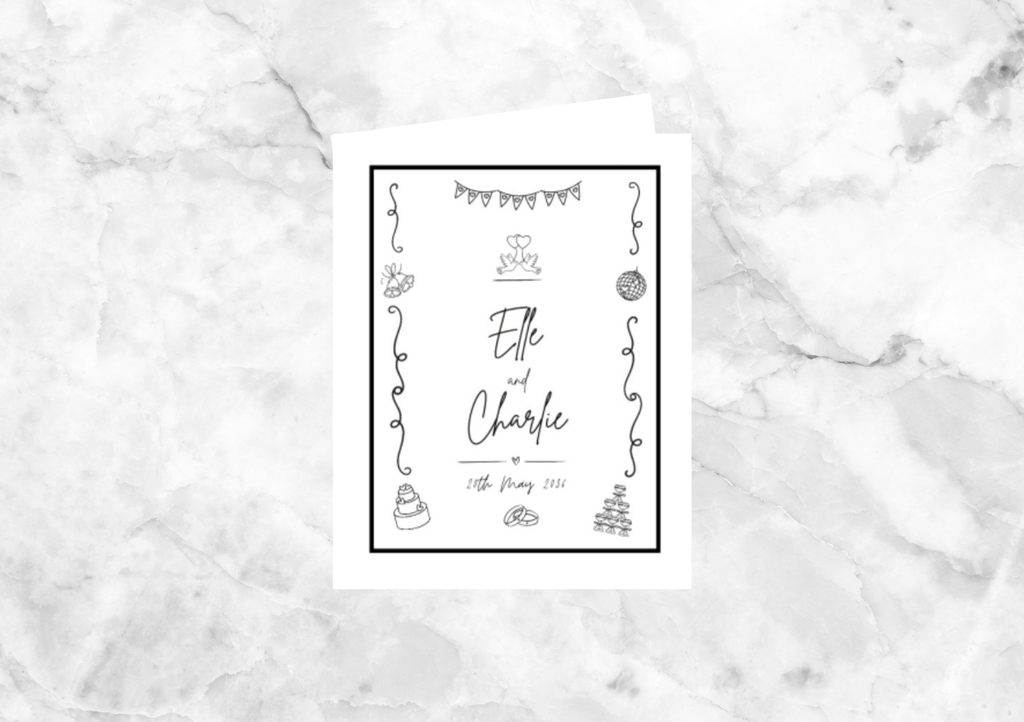 Ryder Illustrated Folded Wedding Invitation (Black)