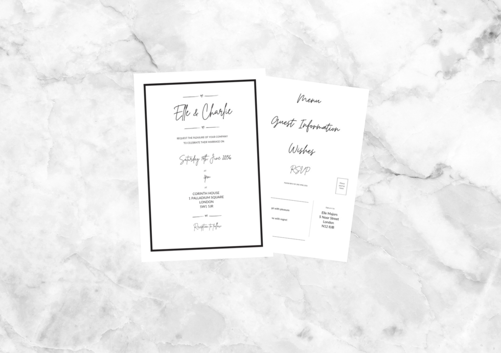 Ryder Illustrated Folded Wedding Invitation (Black)