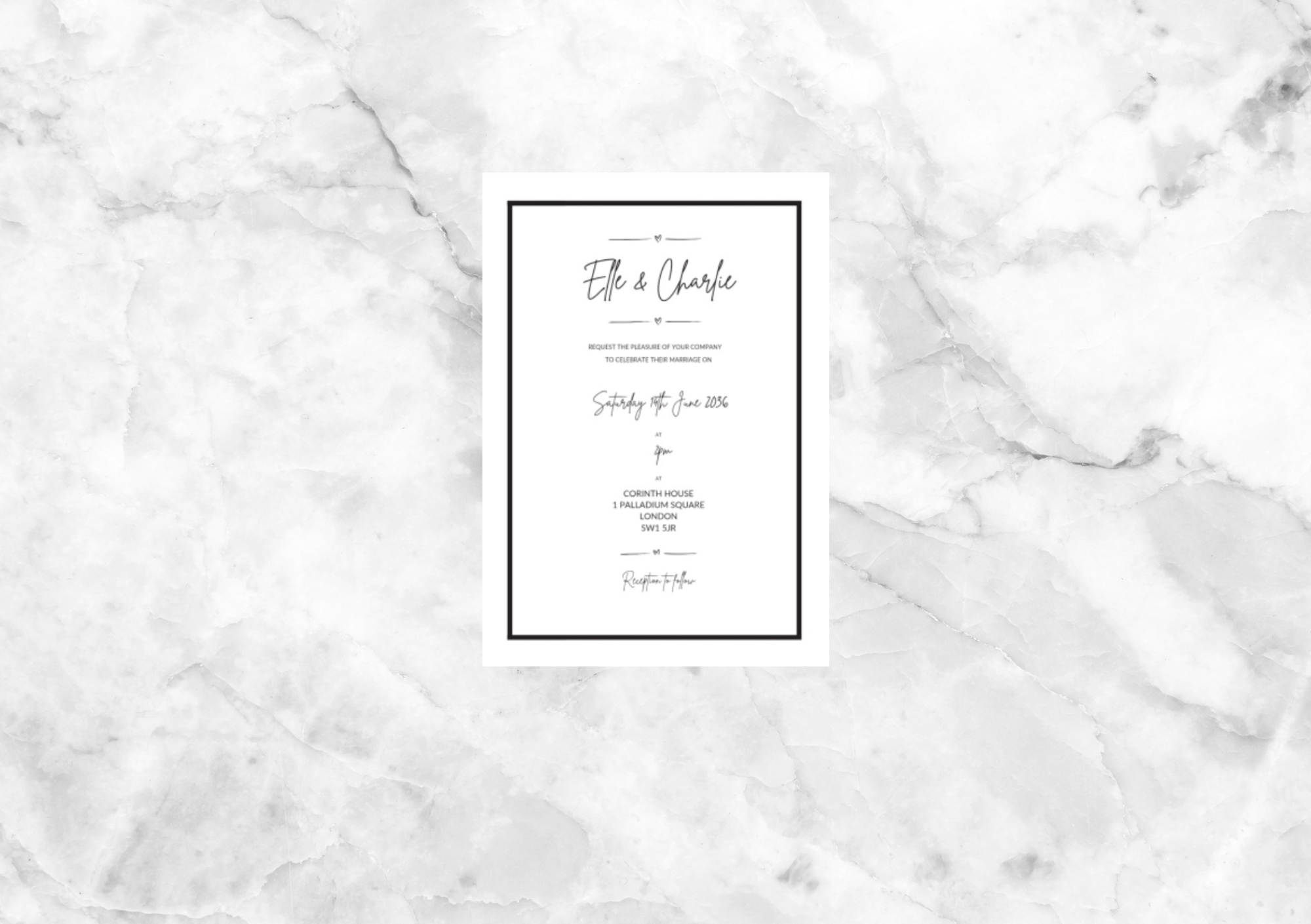 Ryder Illustrated Folded Wedding Invitation (Black)