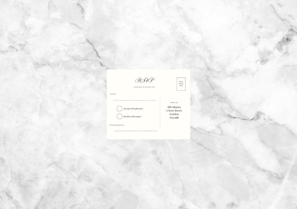 Blake Wedding Invitation with RSVP Card (Black)