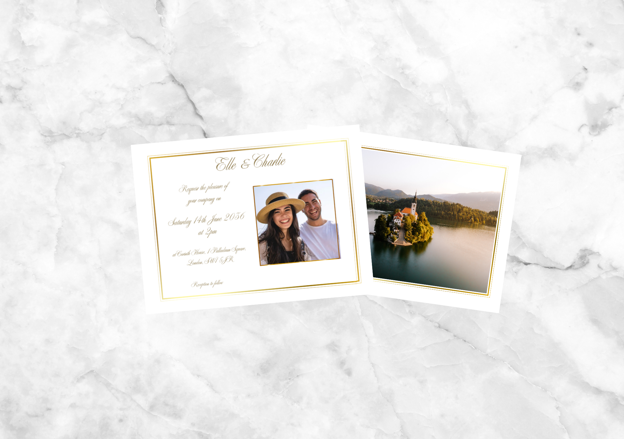 Cabe Photo Wedding Invitation with Beautiful RSVP Card