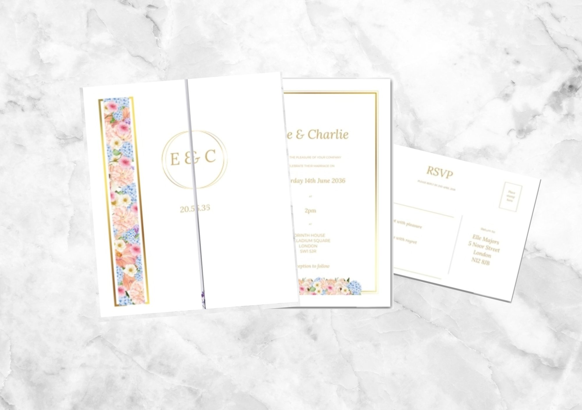 Golden Wedding Invitation with RSVP