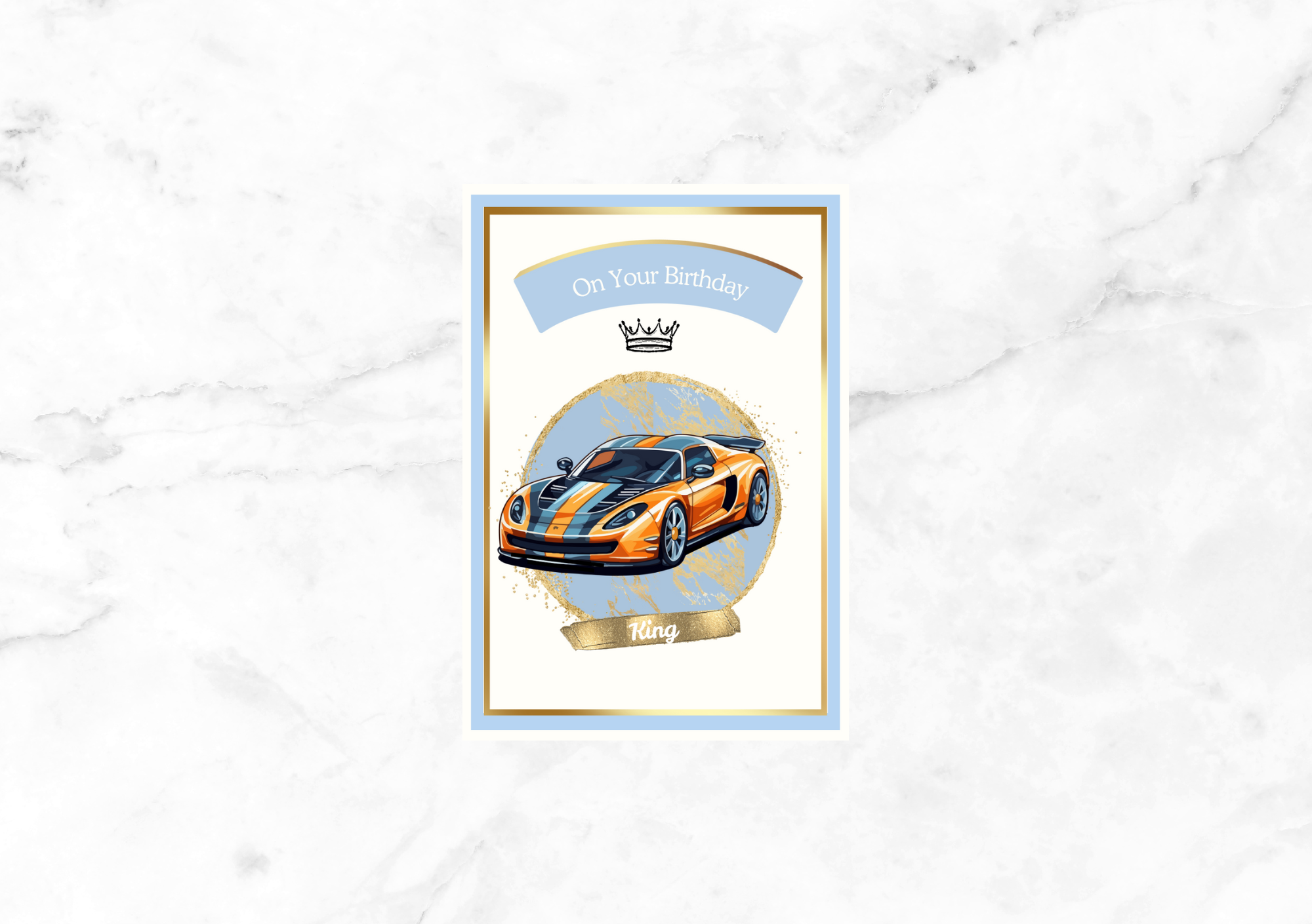 Amour Cars Birthday Card - My King (Powder BlueK)