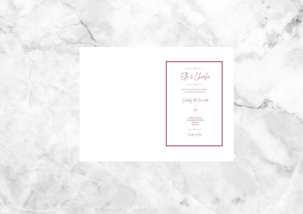 Ryder Illustrated Folded Wedding Invitation (Hot Pink)