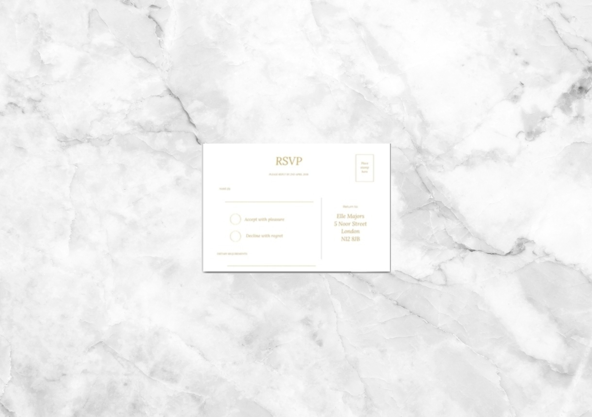 Golden Wedding Invitation with RSVP