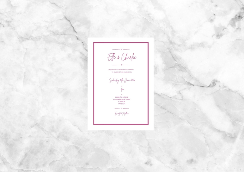 Ryder Illustrated Folded Wedding Invitation (Hot Pink)