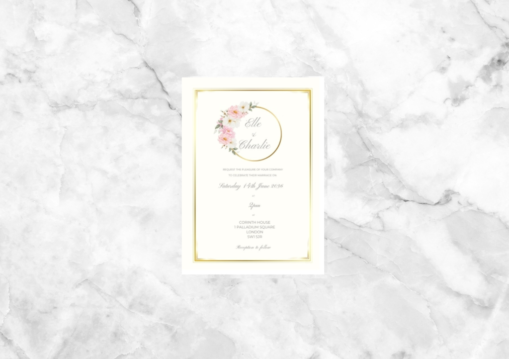 Encircled Floral Pocket Panel Wedding Invitation