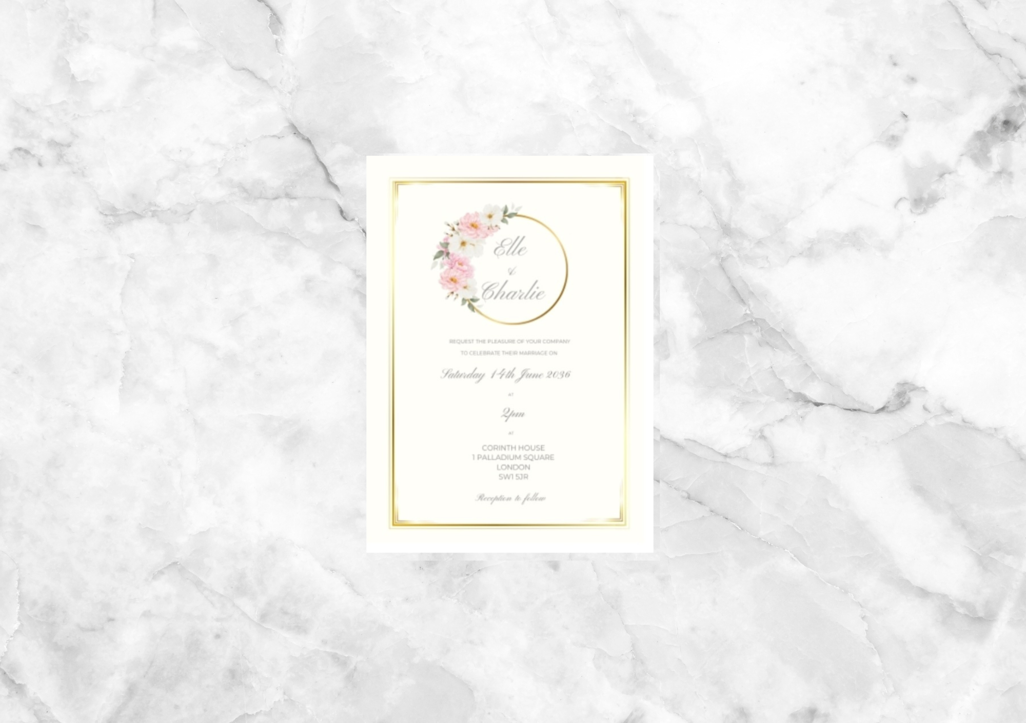 Encircled Floral Pocket Panel Wedding Invitation