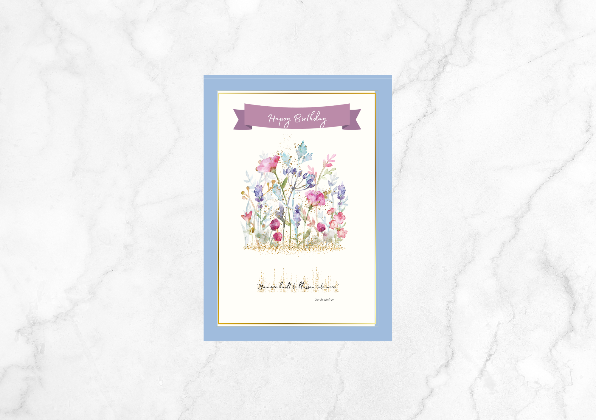 Paradis Bloom II Floral Happy Birthday Card For Her (Blue)