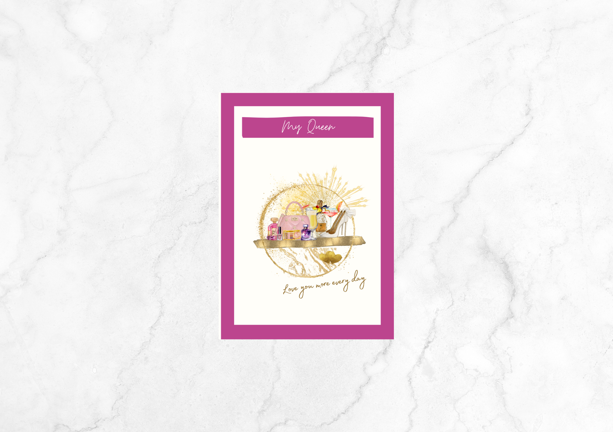 Libre Gem Valentine's Day Card - My Queen (Hot Pink)