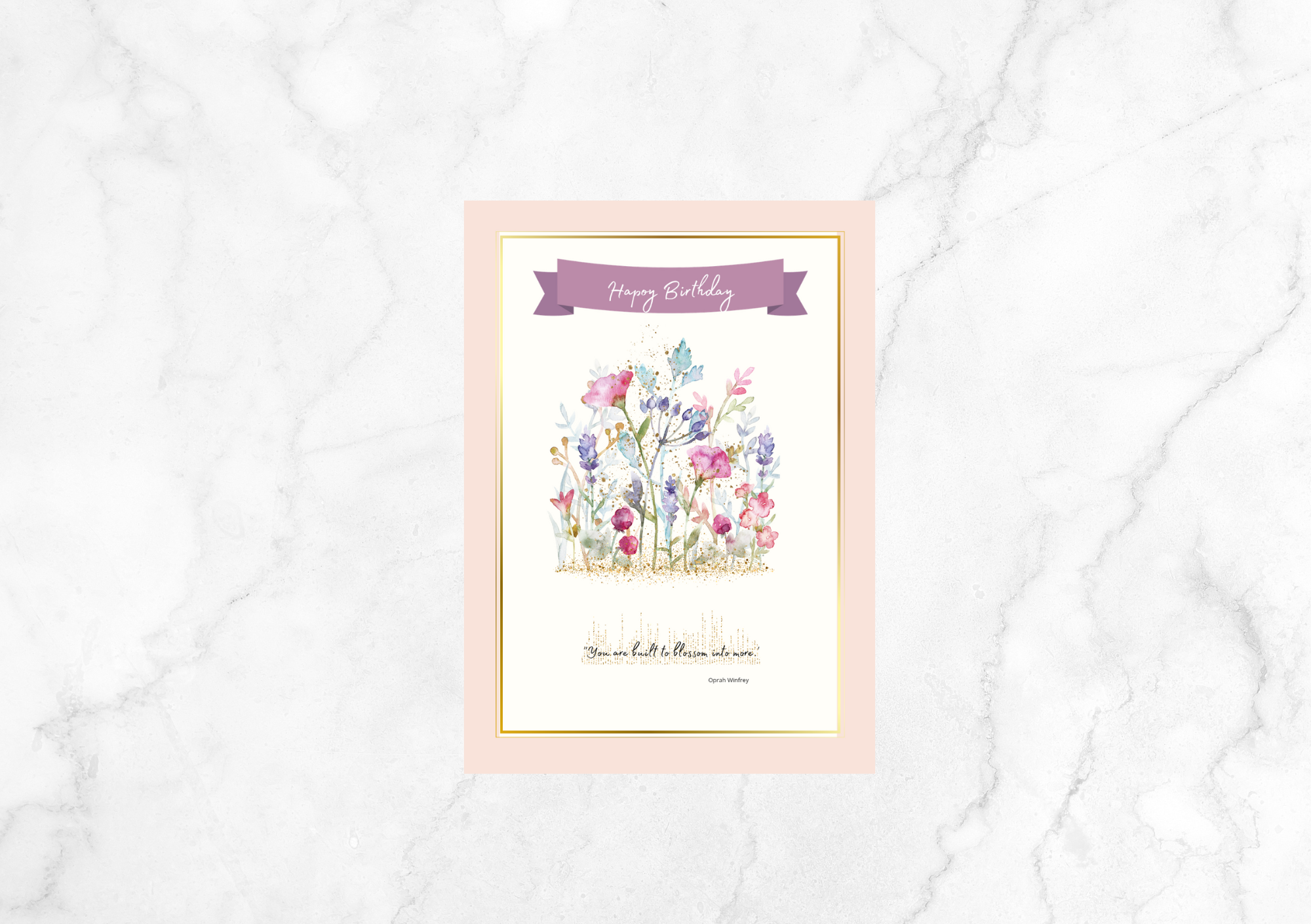Paradis Bloom Floral Happy Birthday Card For Her (Peach)