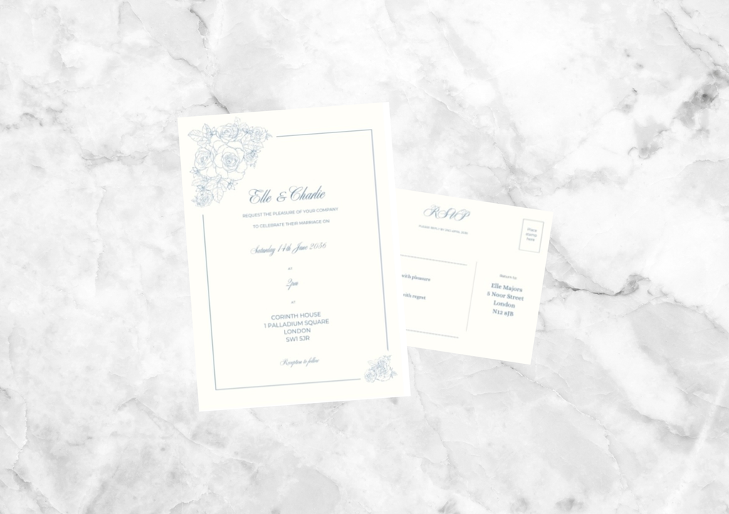 Chinoiserie Wedding Invitation with RSVP Card