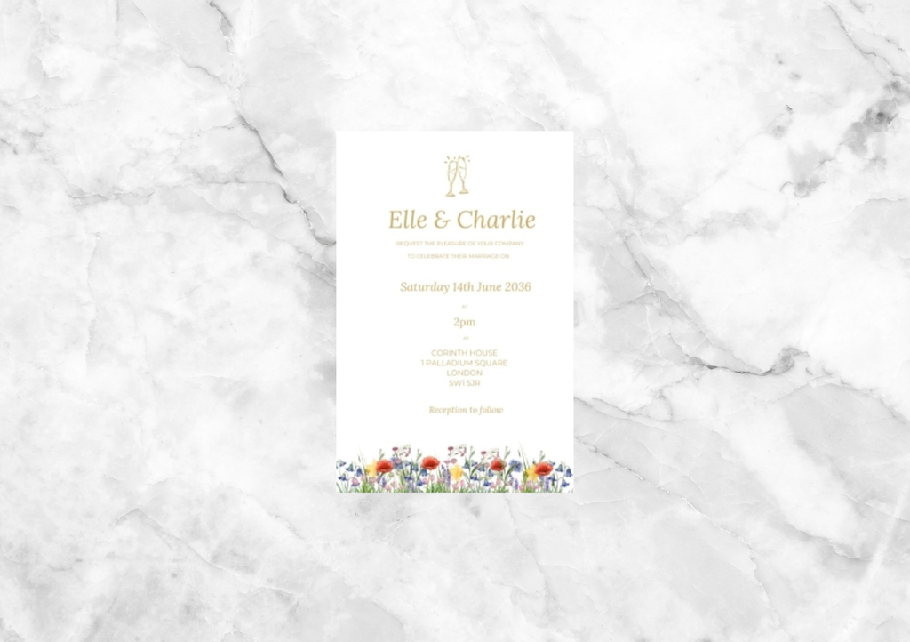 Rustic Wildflowers Wedding Invitation with RSVP