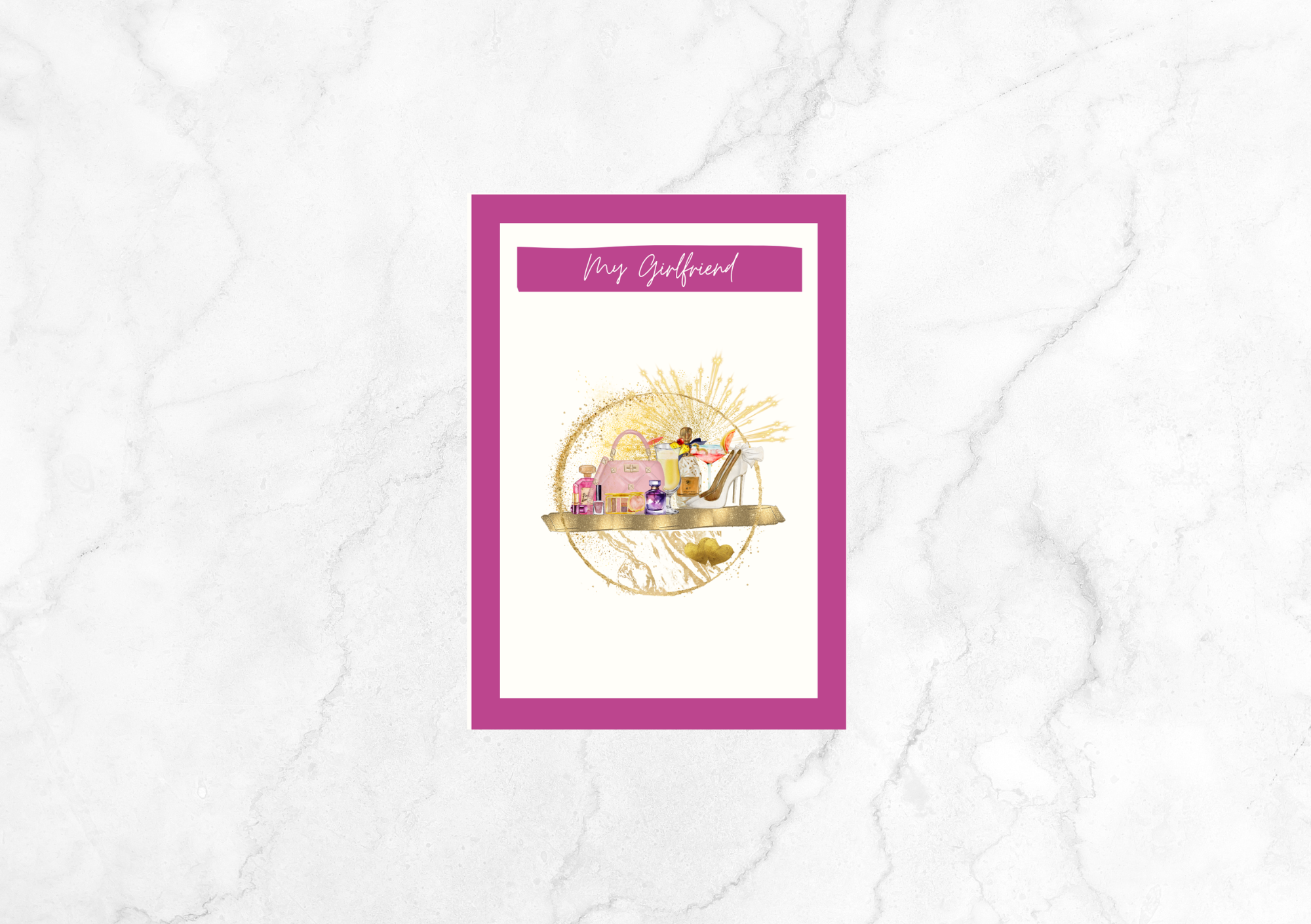 Libre Gem Birthday Card For Girlfriend (Hot Pink)