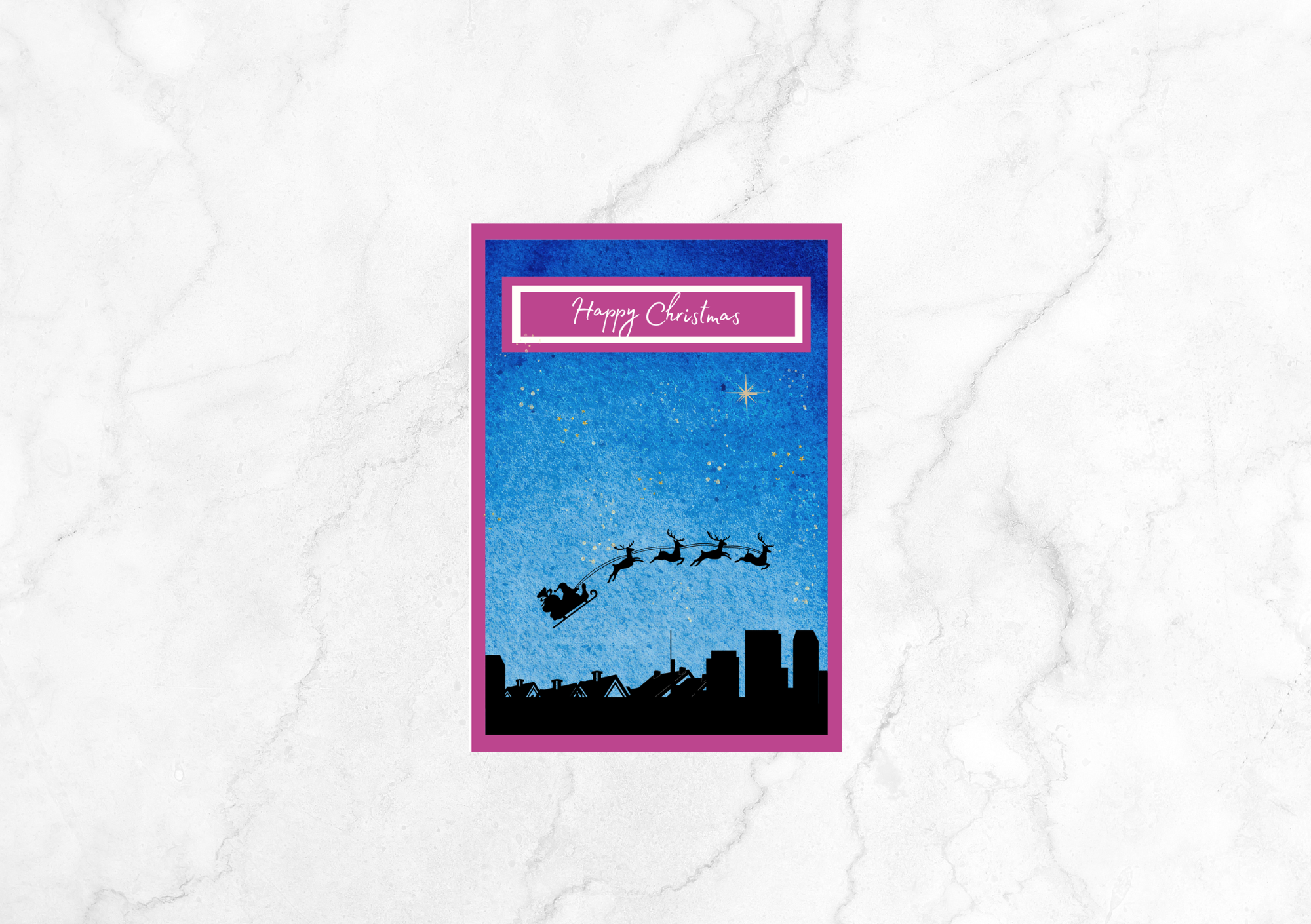Joie Sleigh Christmas Card (Hot Pink)
