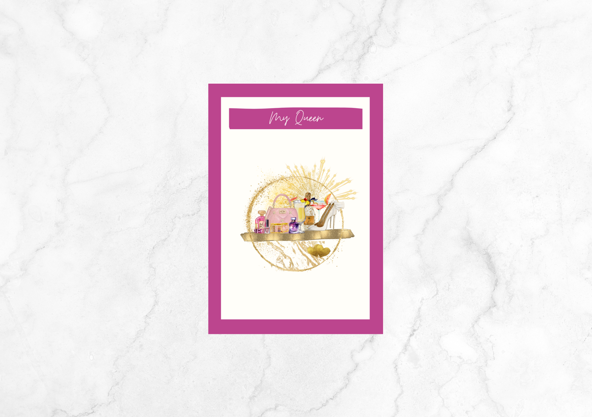 Libre Gem Birthday Card - My Queen (Hot Pink)