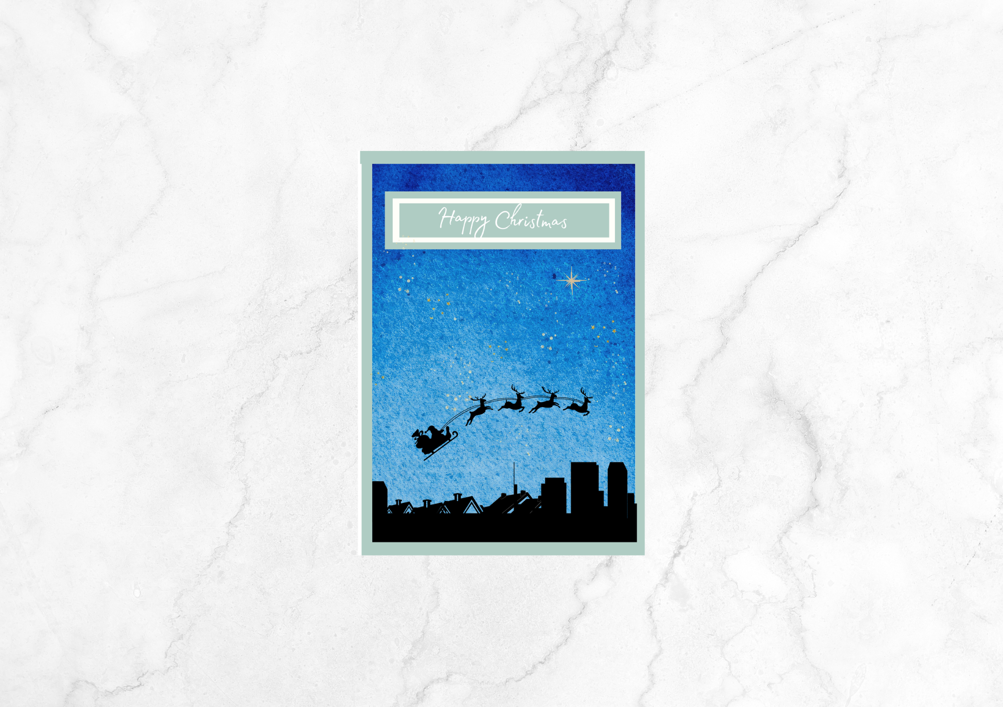 Joie Sleigh Christmas Card (Duck Egg Green)
