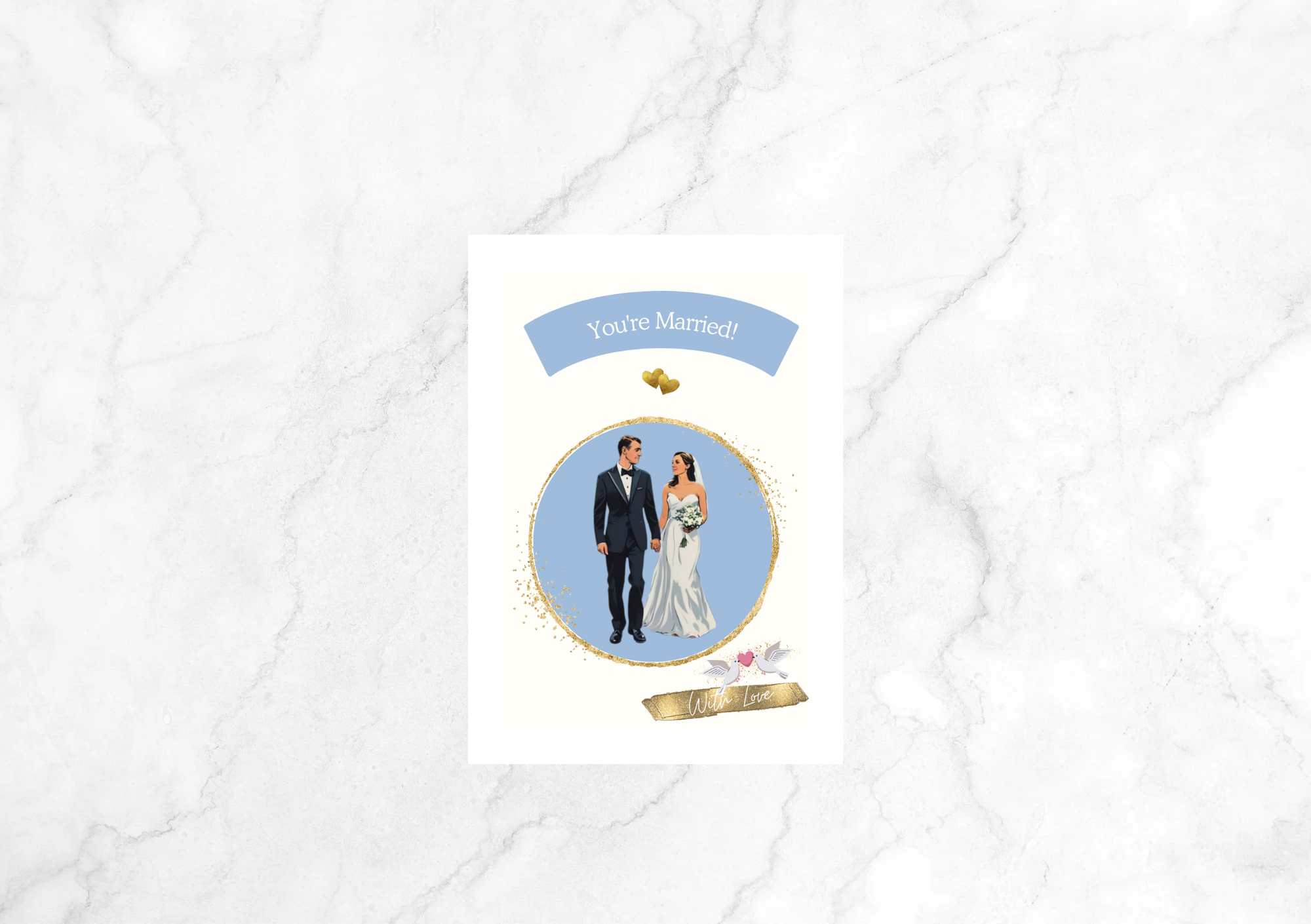 Amour Phoebe Wedding Card (Blue)