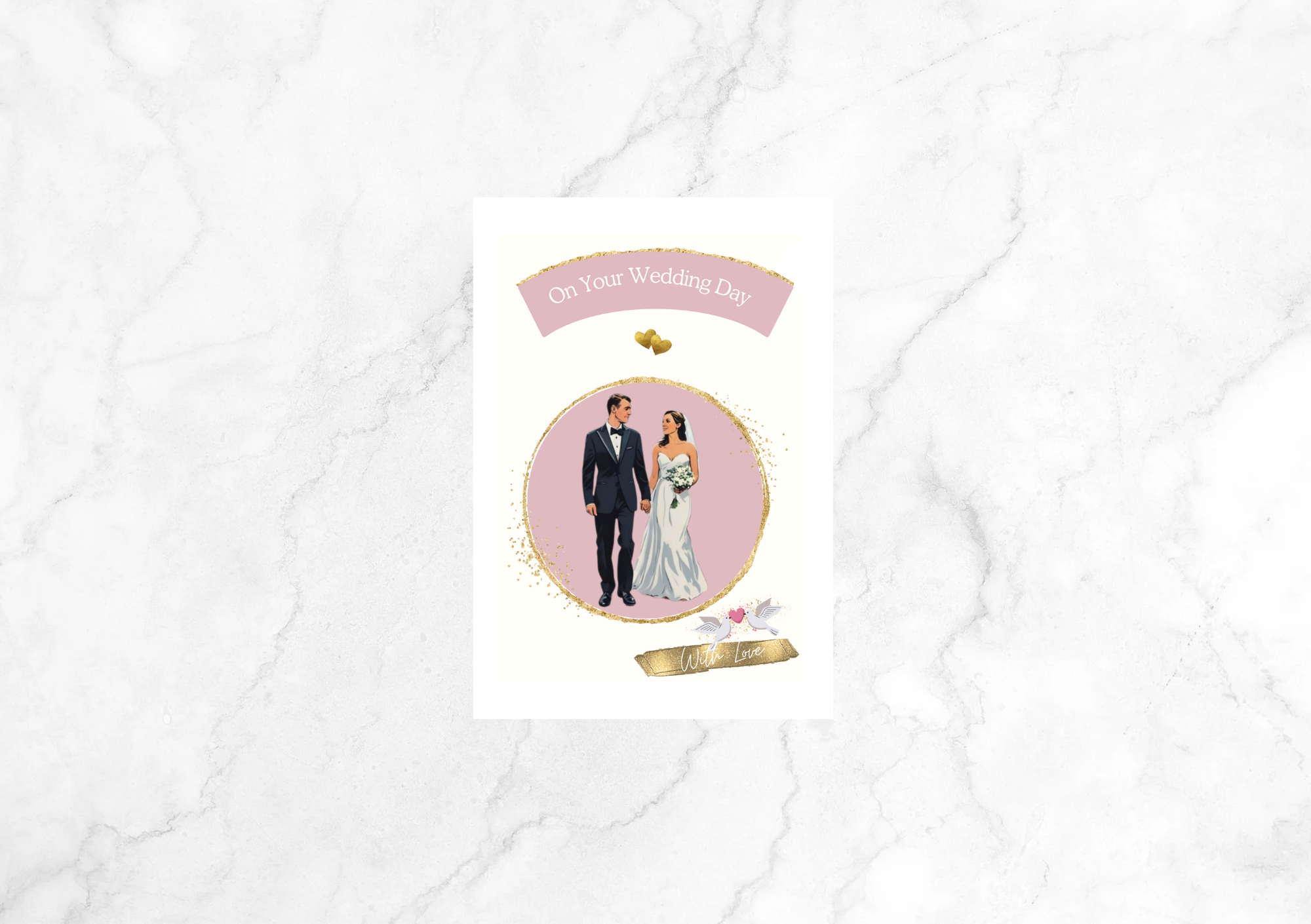 Amour Phoebe Wedding Card (Pink)