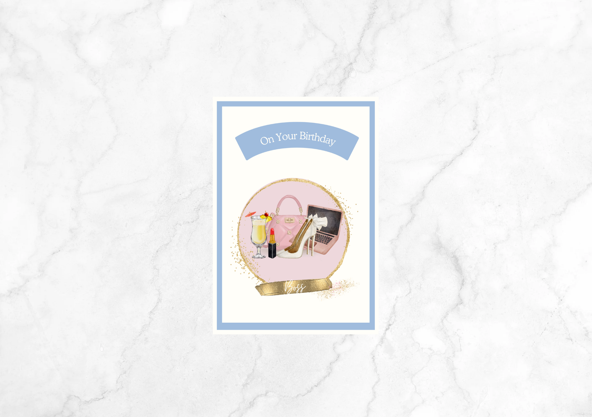 Amour Boss Birthday Card For Her (Blue)