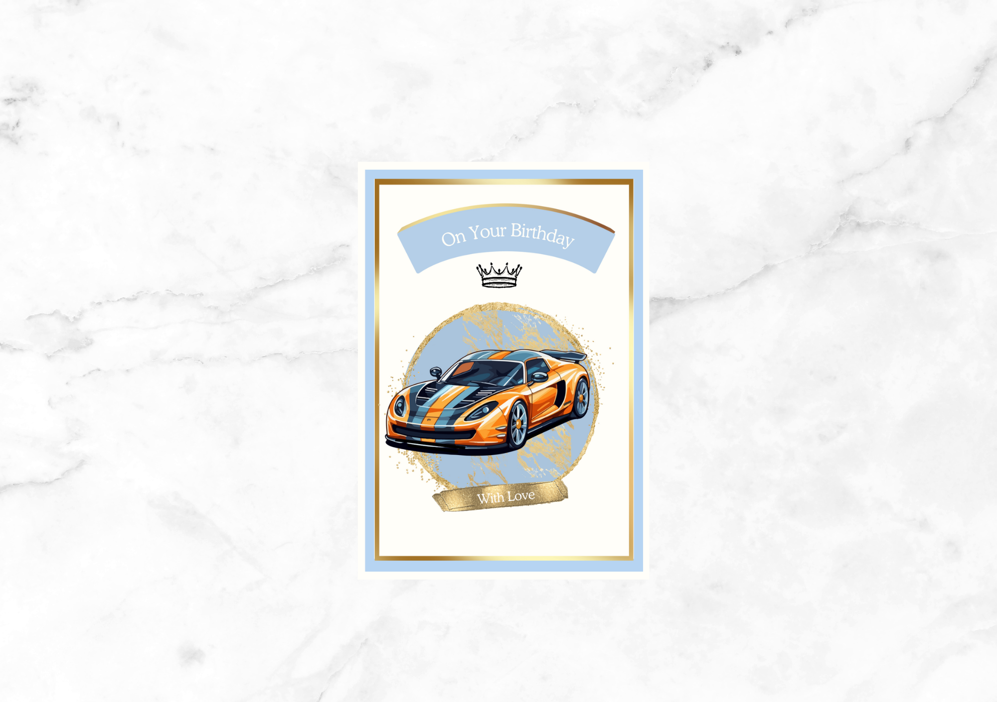 Amour Cars Birthday Card (Powder Blue)