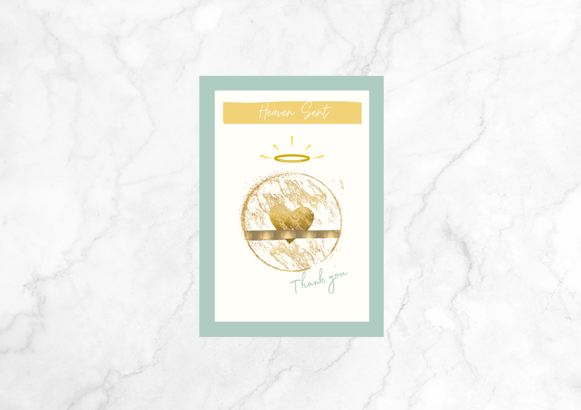 Libre Heaven Sent Heart Thank You Card (Duck Egg Green)