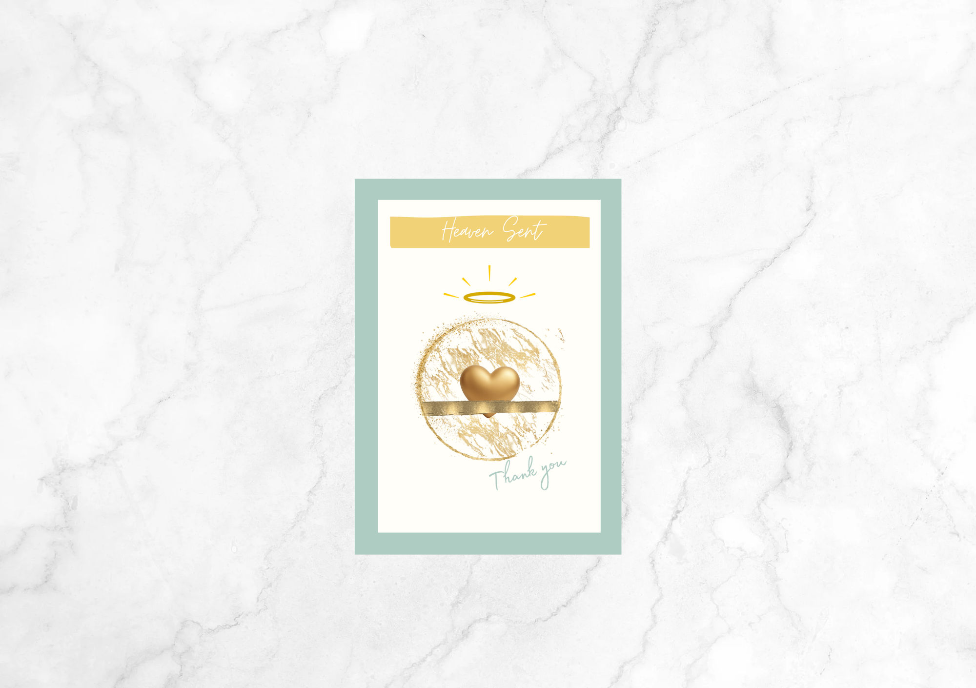 Libre Heaven Sent Thank You Card II (Duck Egg Green)