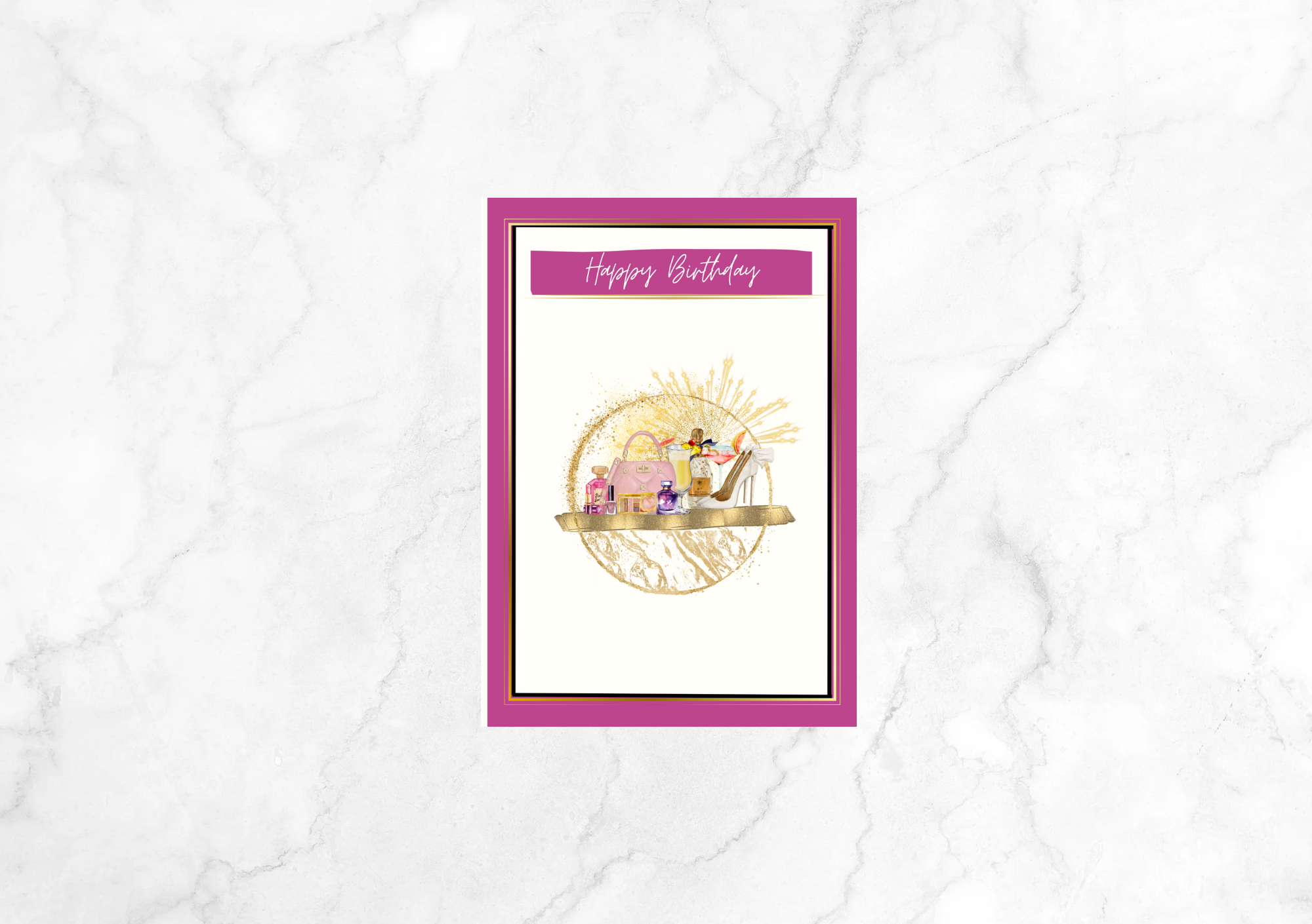 Libre Gem Happy Birthday Card II (Hot Pink & Black)