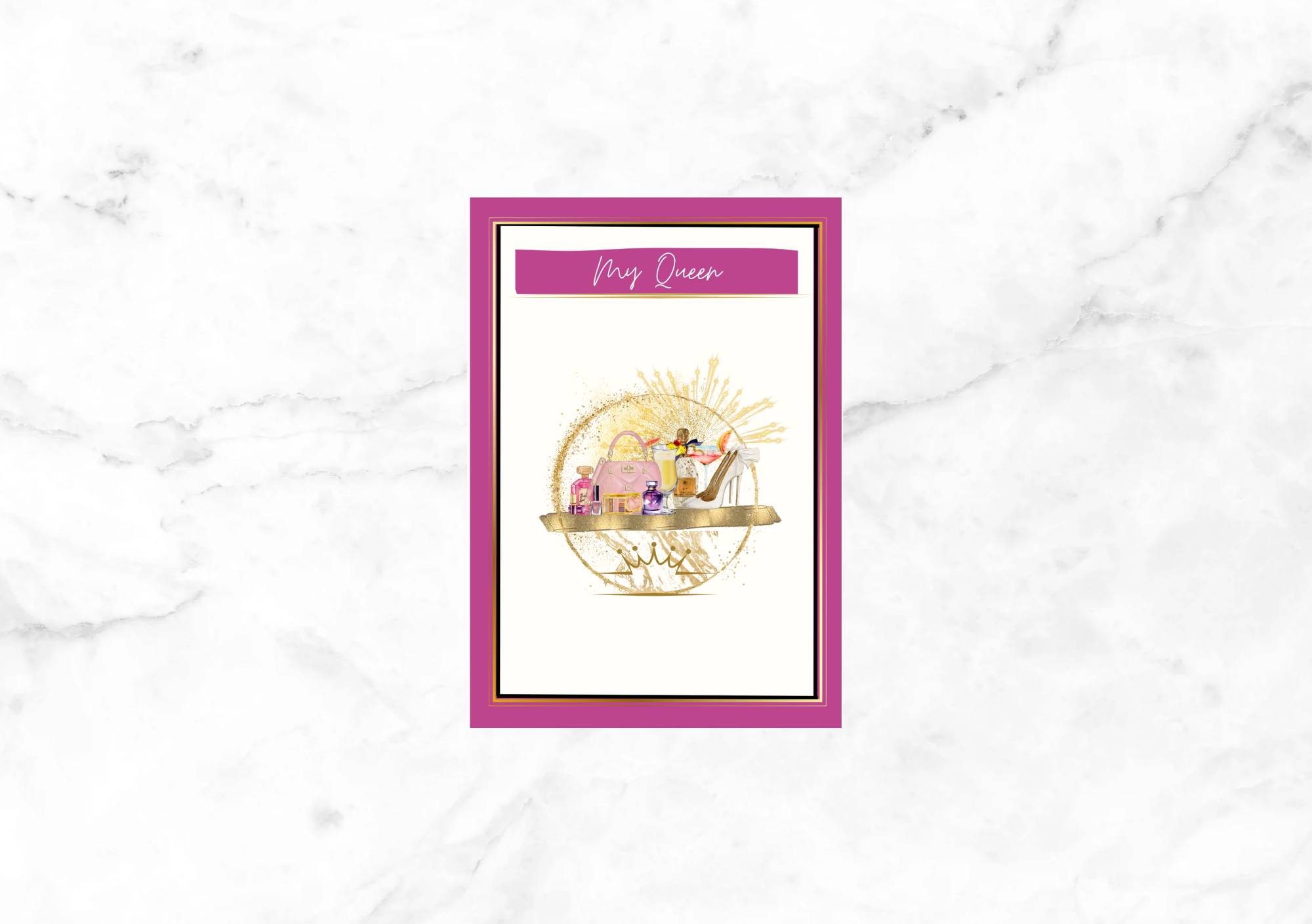 Libre Gem II Valentine's Day Card - My Queen (Hot Pink & Black)