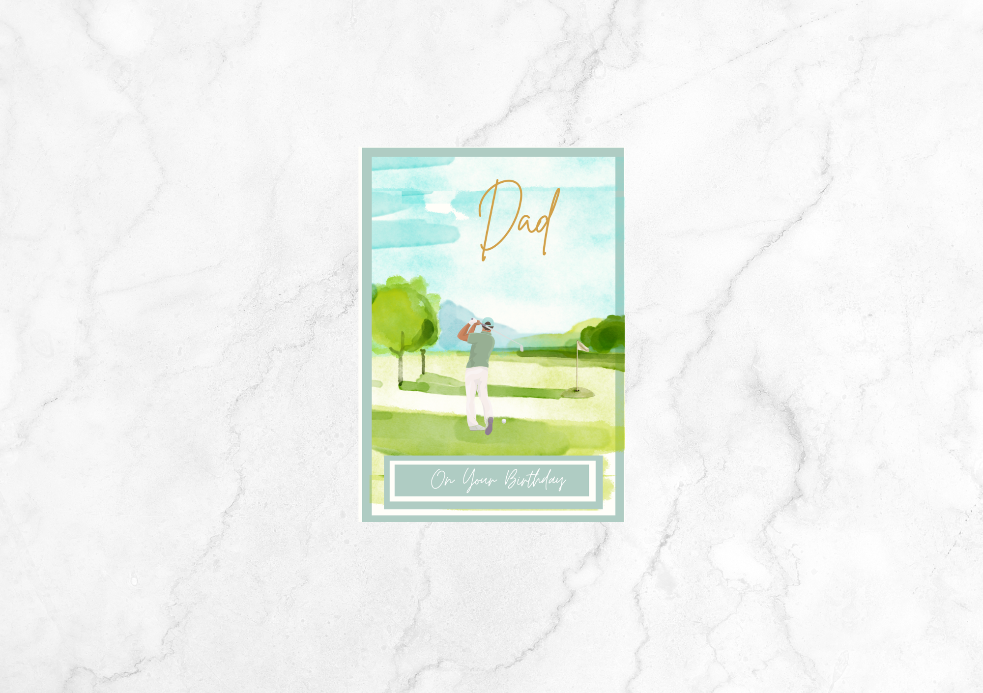 Joie Golf Birthday Card For Dad (Duck Egg Green)