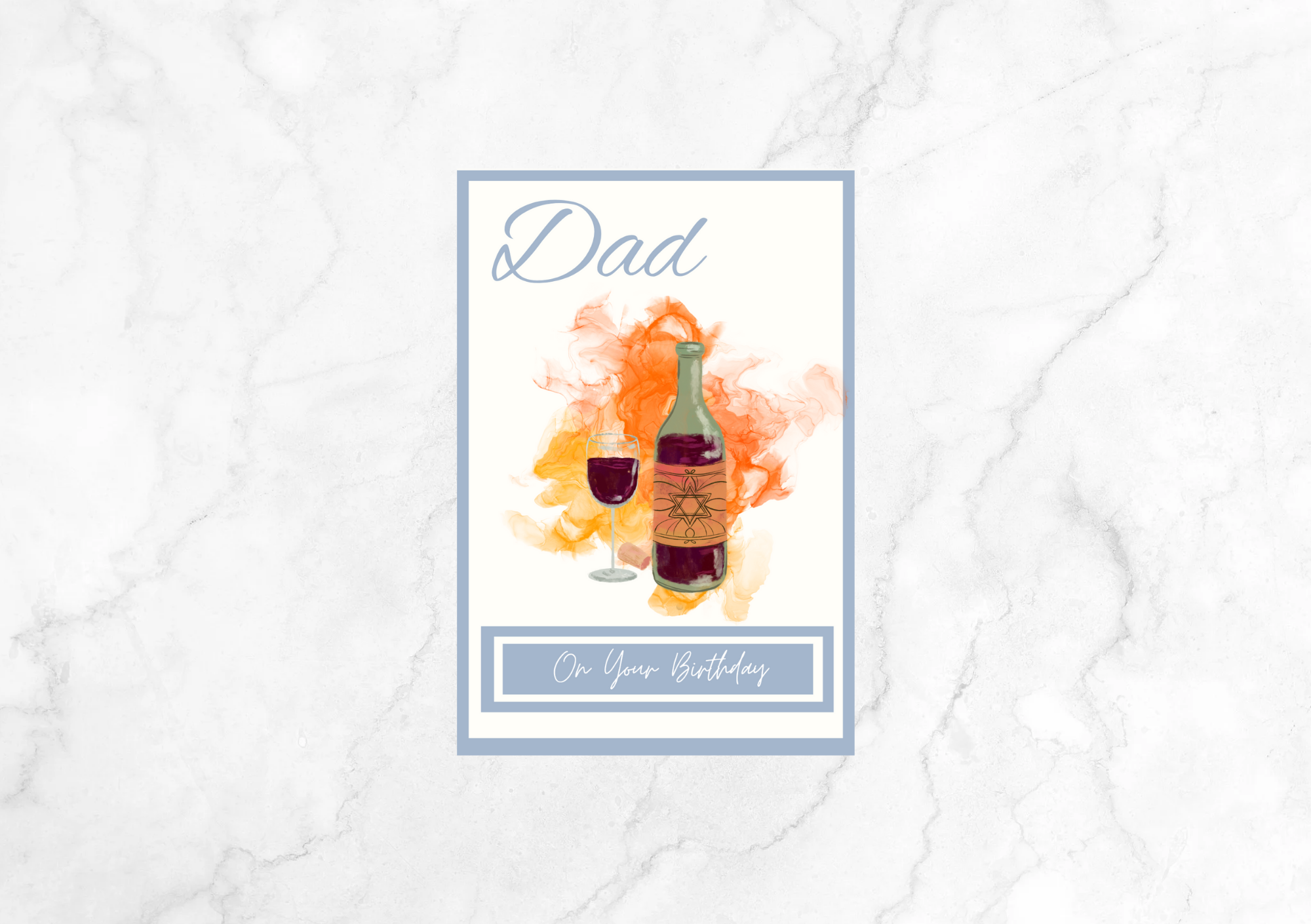 Elever Red Wine Dad Birthday Card (Blue)