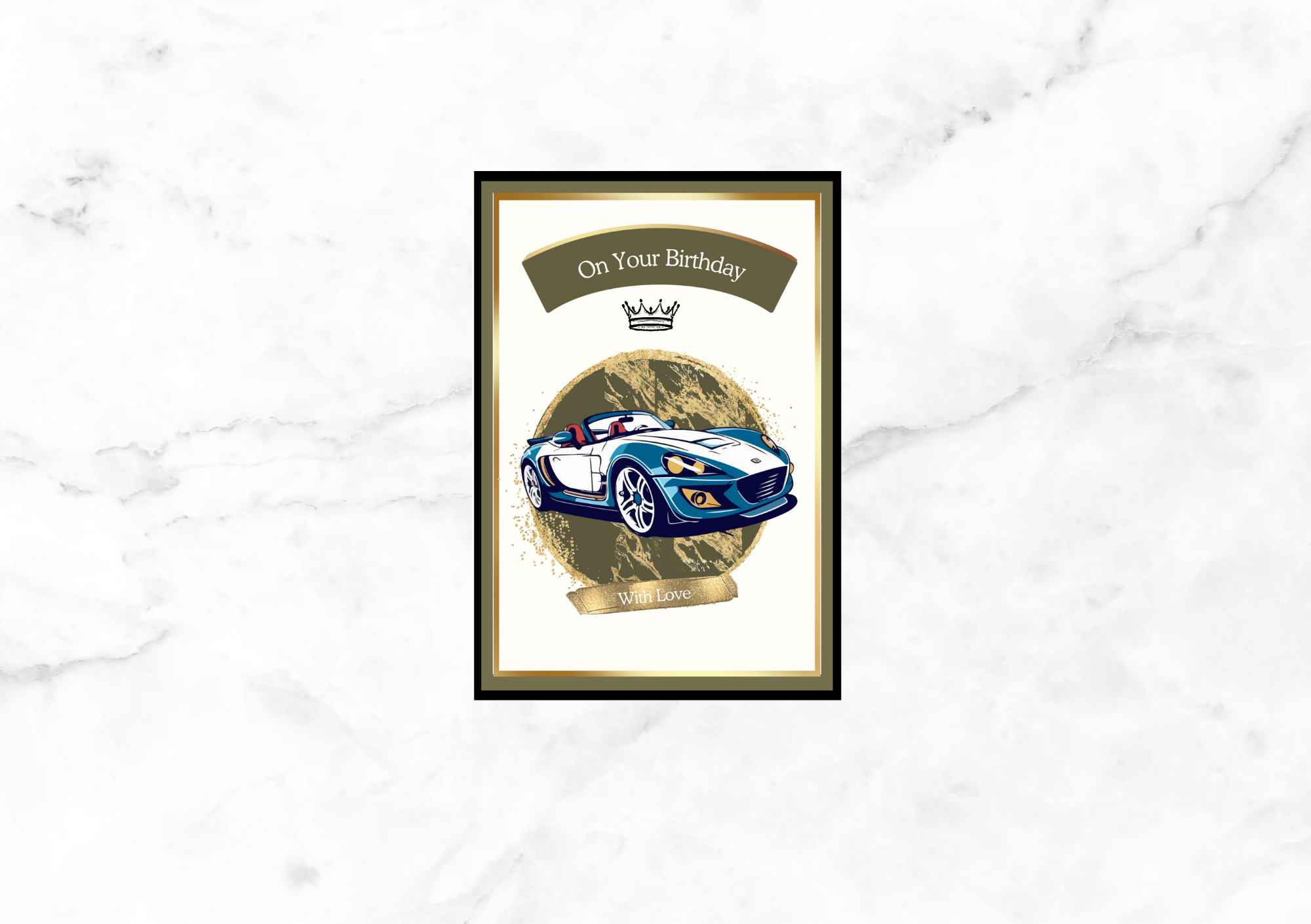 Amour Cars Birthday Card (Khaki)