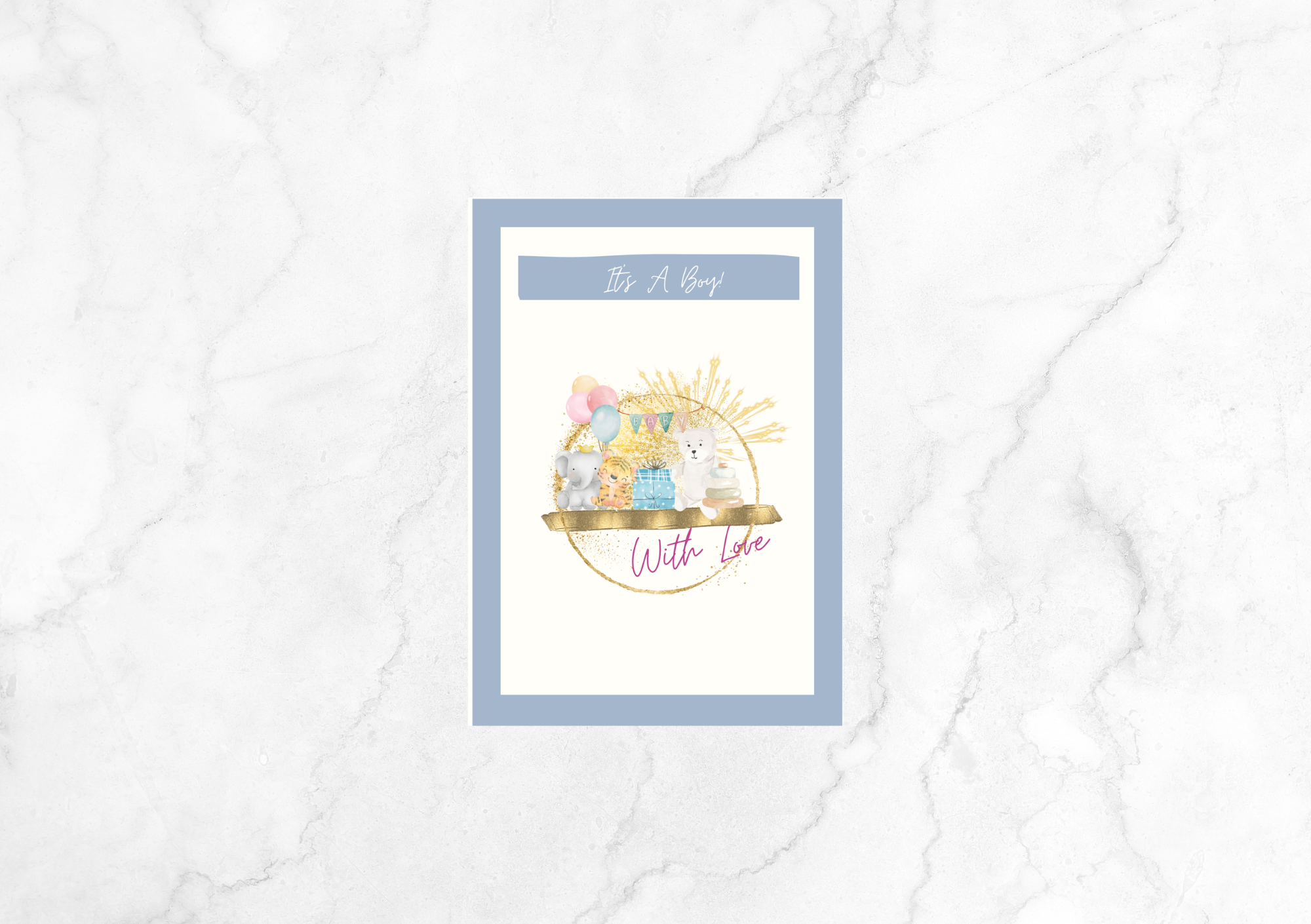 Libre Teddies & Presents It's a Boy New Baby Card (Blue)