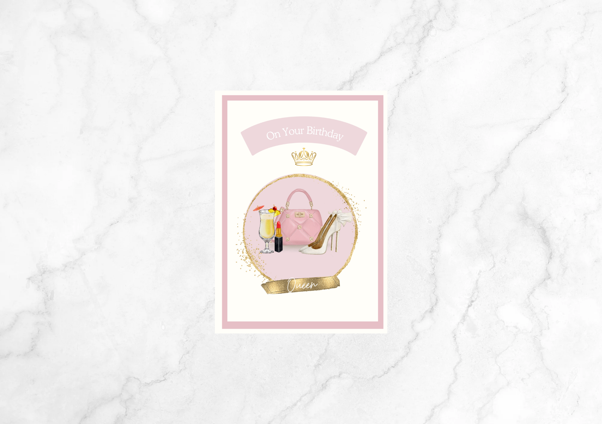 Amour Queen Birthday Card For Her (Pink)