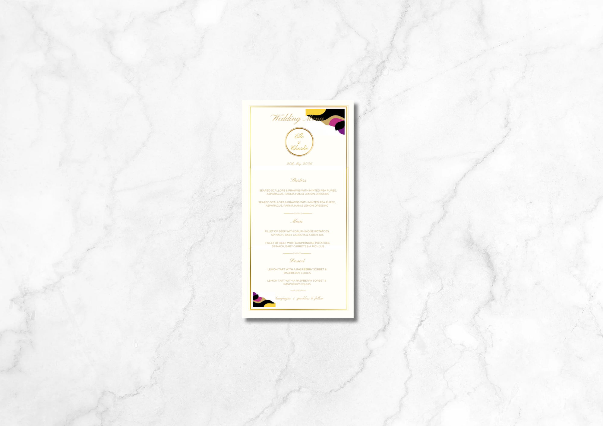 Helix Wedding Menu