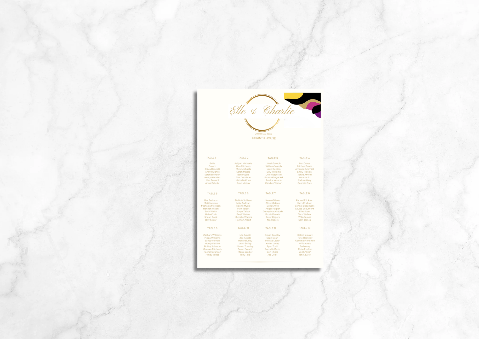 Helix Wedding Seating Plan