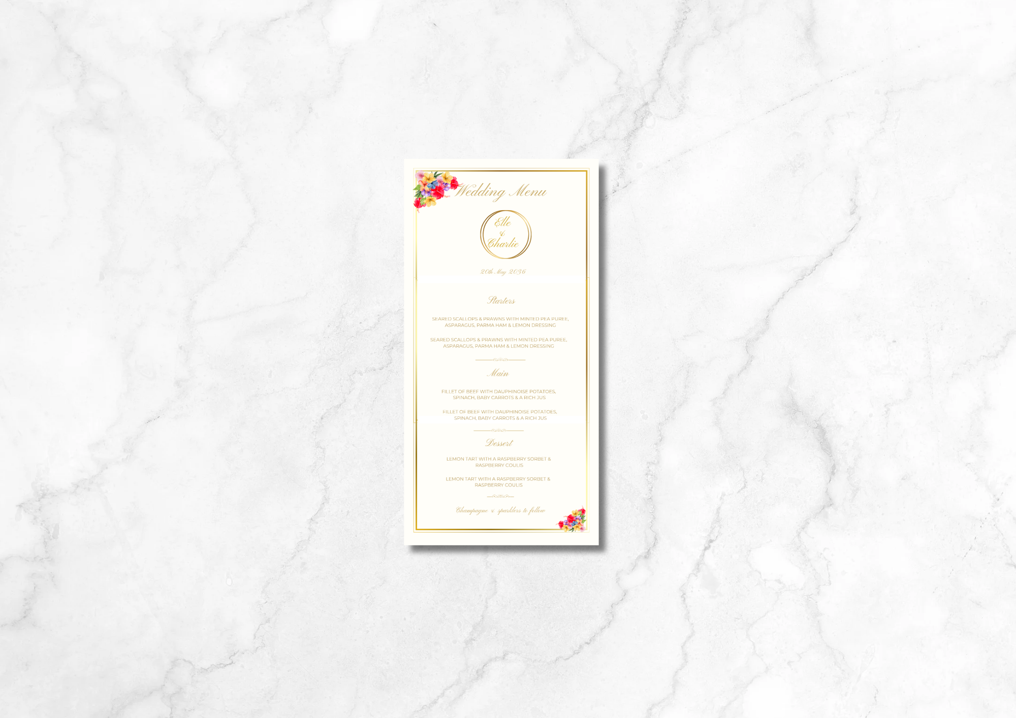 Bloom Wedding Menu