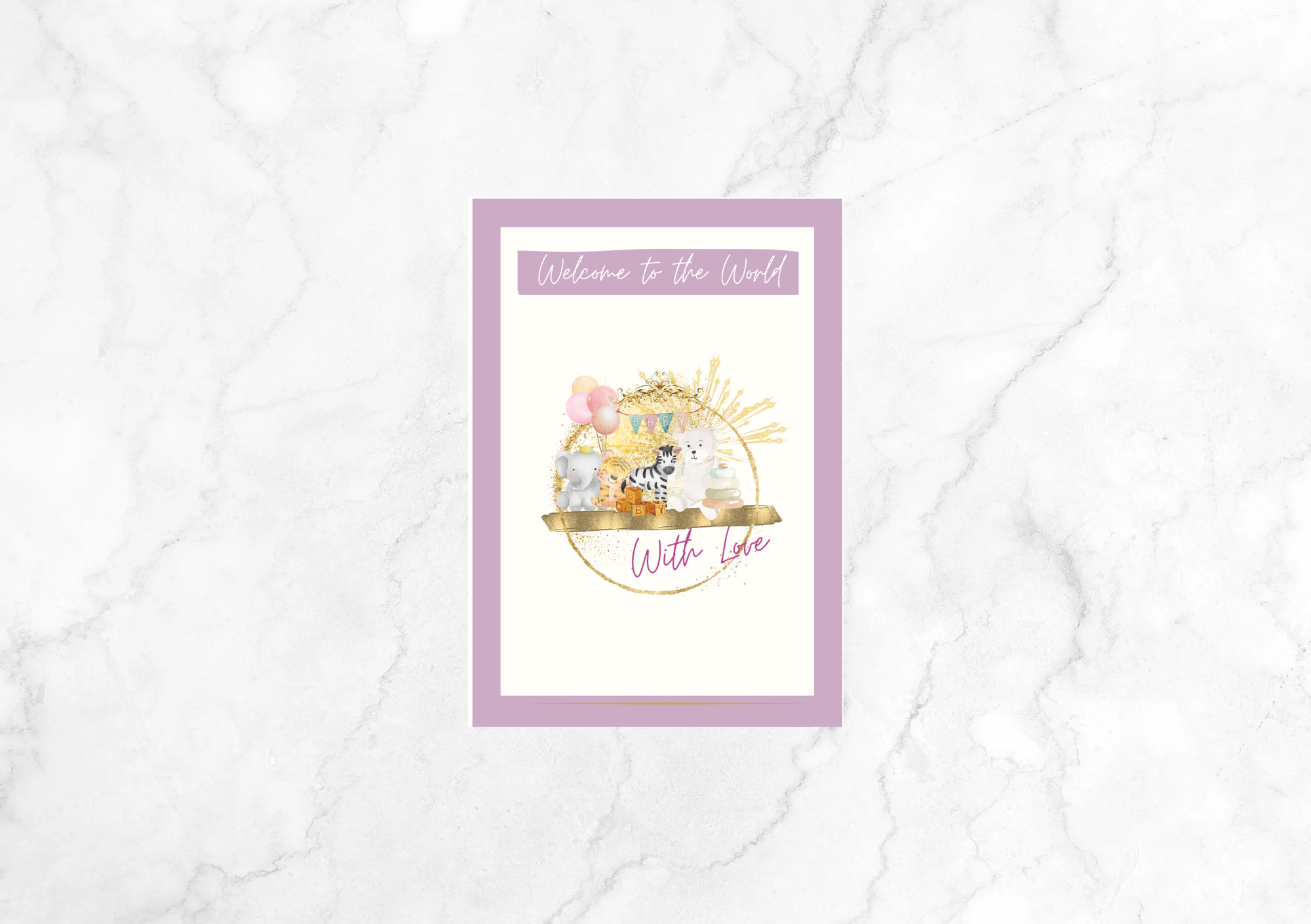 Libre Teddies New Baby Card (Mauve)