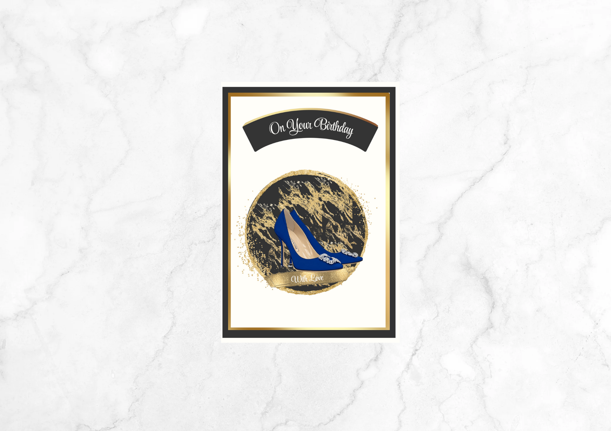 Amour Icons Manolos Birthday Card (Black)