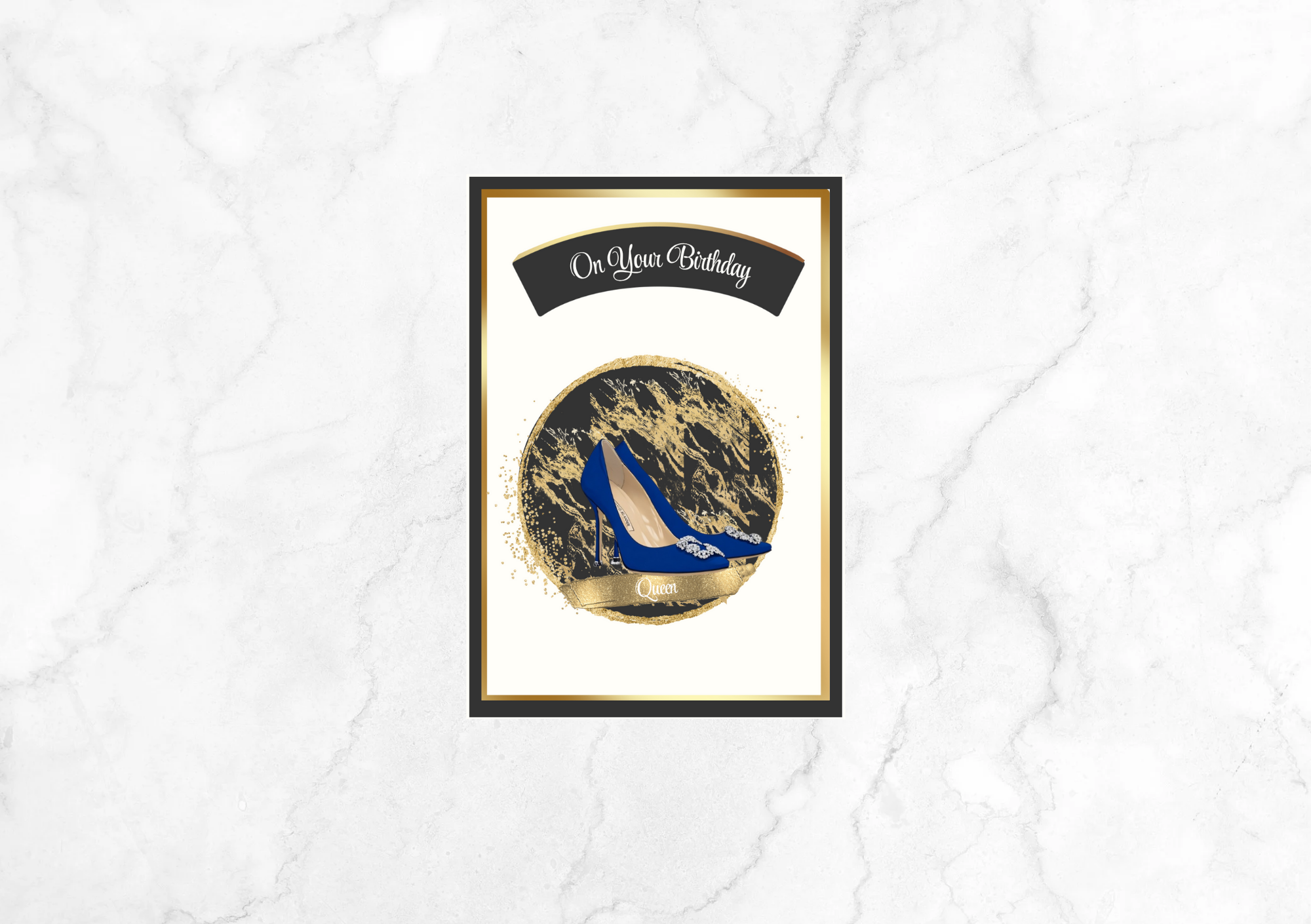 Amour Icons Manolos Birthday Card - My Queen (Black)