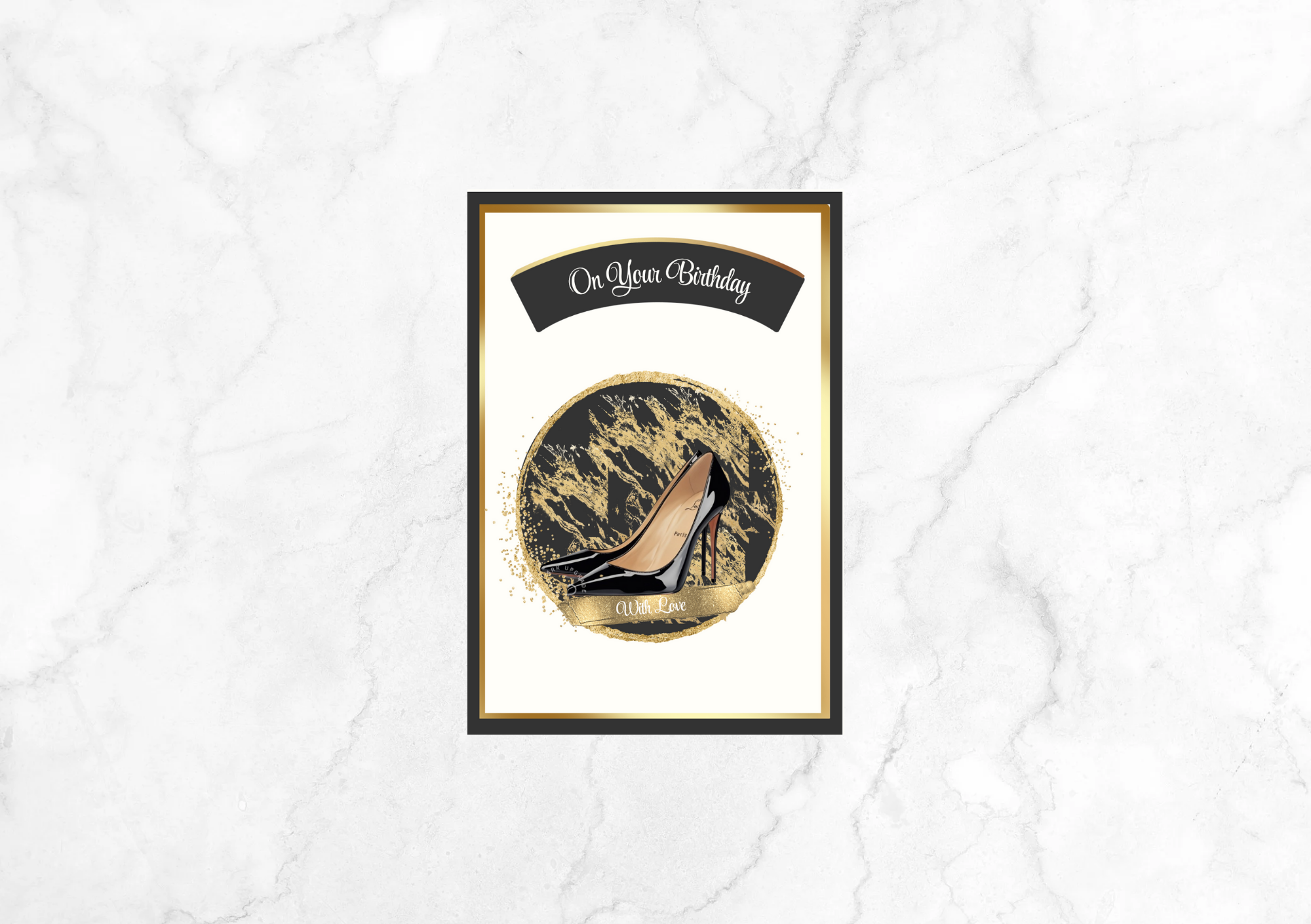 Amour Icons Louboutins Birthday Card (Black)