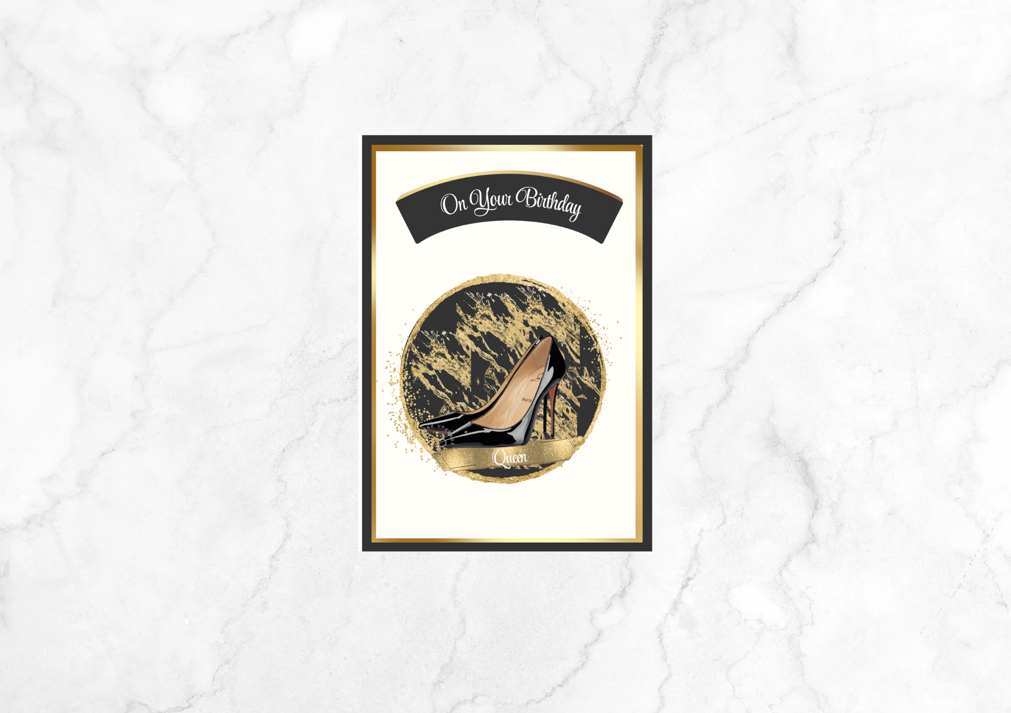 Amour Icons Louboutins Birthday Card - My Queen (Black)